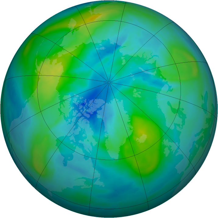 Arctic ozone map for 03 October 2014